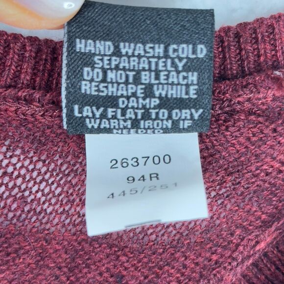 Moda International Sweater Top Y2K Sleeveless Sz L Maroon Cashmere Blend Retro - Picture 7 of 9
